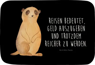 Produktbild von Mr. & Mrs. Panda Badematte Erdmännchen - Schwarz - Geschenk, Teppich Fürs Bad, Spruch, Badteppich, Reisen, Traveling, Afrika, Roadtrip, Badezimmerteppich, duschmatte