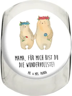 Produktbild von Mr. & Mrs. Panda Kaffeedose Bären mit Blumenkranz L 870ml - Weiß - Geschenk, Vorratsbehälter, Bruder, Mom, Kinder, Aufbewahrungsdose, aufbewahrungsglas, Family, Familie