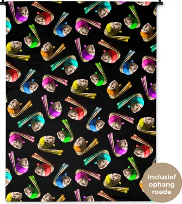 Produktbild von MuchoWow® Wandteppich Wandbehang Girl with a Pearl Earring - Muster - Regenbogen 120x160 cm Tapisserie Dekoration Wandtuch - Wohnzimmer - Moderne
