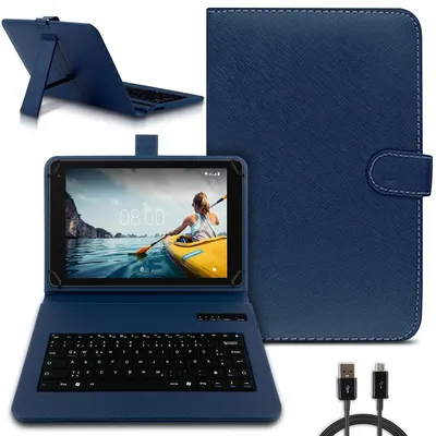 Produktbild von Tastatur Tasche für Medion Lifetab P10752 Bluetooth Hülle Keyboard Cover QWERTZFarben:Blau