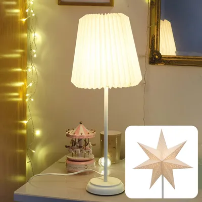 Produktbild von Lampe Papier Stern Deko Metallfuß Leuchte Schirm faltbar Weihnachten Beleuchtung