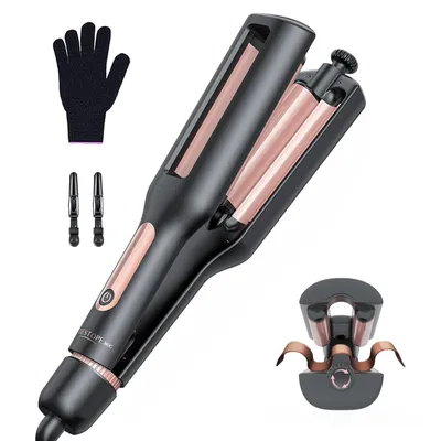 Produktbild von 4 In 1 Einstellbar 22/25/32/38mm für Beach Waves/Natürlich Wellen/Wasserwellen/Mermaid Waves, Anzeige, 4 Temperaturen(140-210°C), 3 Fässer Welleneisen
