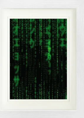 Produktbild von Matrix Gerahmtes Bild Mit Edlem Passepartout | Wand-Bilder | Im Bilderrahmen - Code, Grüner Regen (40 x 30 cm)