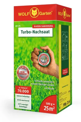 Produktbild von WOLF-Garten Turbo-Nachsaat zur Rasensanierung LR25 (für 25 m², hohe Dichte mit c