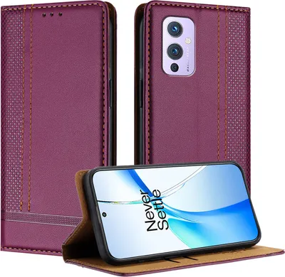 Obrázek produktu pro Pouzdro pro OnePlus 9 kožené flipové pouzdro s funkcí stojánku Fialová