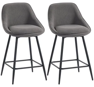 Image de Tabouret de bar - Tabouret - Tabouret - Chaise de cuisine - Ensemble de 2 tabourets de bar - Revêtement en velours - Pieds en acier