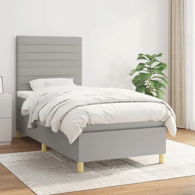 Produktbild von Boxspringbett mit Matratze Hellgrau 100x200 cm Stoff