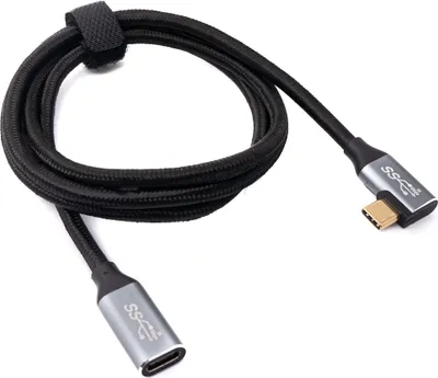 Produktbild von SYSTEM-S USB 3.1 Gen 2 Kabel 100 cm Typ C Stecker zu Buchse geflochten Winkel