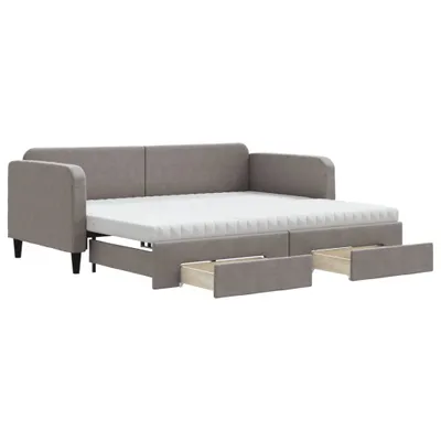 Obrázek produktu pro vidaXL Rozkládací postel se zásuvkami Taupe 90x200 cm Látka
