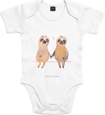 Produktbild von Mr. & Mrs. Panda Strampler Baby Faultier Pärchen 12. - 18. Monat - Heather Grey - Geschenk, Liebe, Relaxen, strampelanzug, babykleidung body, Einteiler, Babybody