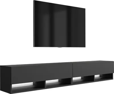 Immagine prodotto di Lavagna TV 200 (2 x 100) cm nero opaco, LED bianco, 200 × 32 × 34 cm