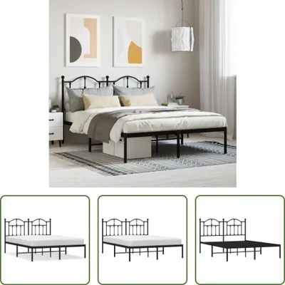 Produktbild von The Living Store Bettgestell mit Kopfteil Metall Schwarz 140x200 cm
