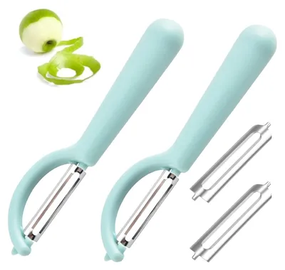 Productafbeelding van Appelschilmester - RVS met 2 reservemessen - Keukenaccessoire voor het schillen van fruit en groenten - 2 stuks