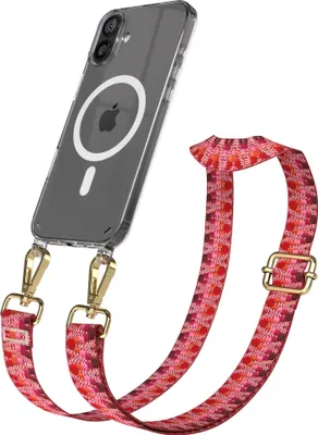 Produktbild von EAZY CASE - Handykette mit MagSafe Hülle für Apple iPhone 16 Plus, Handyband ZickZack Style, Karabiner Gold, Umhängeband in Lila