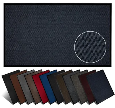 Produktbild von Furni24 Fußmatte Schmutzfangmatte 90 x 150 cm Blau/Schwarz – Rutschfeste Waschbare Türmatte für Innen- & Außenbereich