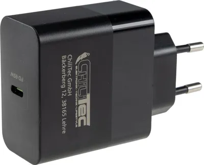 Produktbild von ChiliTec 23578 Stecker-Netzteil mit USB-C "CTN-PD65" In 100-240V, Out 5,0V-9,0V-12,0V=, 65W