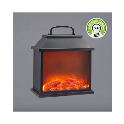 Produktbild von LED Kamin Laterne ca. 30x32x18cm Feuerlampe Kamin-Optik Timer 6h