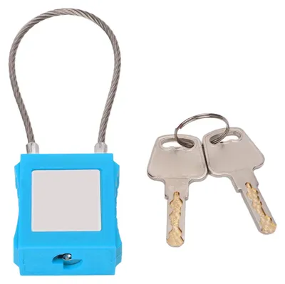 Produktbild von Lockout Tagout Kabelschlösser, 85 mm Bügel, Sicherheitsvorhängeschloss aus Stahl mit 2 Schlüsseln für die Gerätewartung, Blau