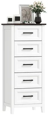 Immagine prodotto di HOMCOM Cassettiera HOMCOM per Camera da Letto con 5 Cassetti, Mobile Alto per Soggiorno, Armadio, Lavanderia e Ingresso