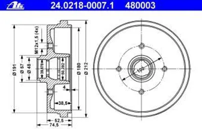 Produktbild von ATE Bremstrommel Hinterachse 24.0218-0007.1