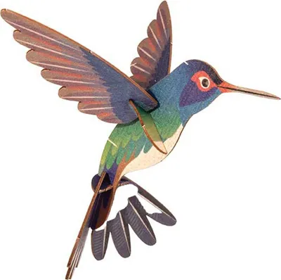 Immagine prodotto di Cartolina in legno 3D, modello "Colibrì".