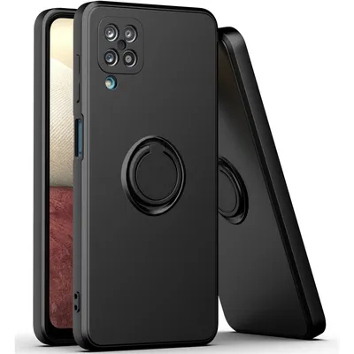 Obrázek produktu pro Samsung A12 Pouzdro, s prstencovým držákem a stojánkem, odolné proti poškrábání, měkký silikon pouzdro pro Samsung Galaxy A12 černé