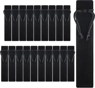 Image de Trousse Fluwele avec cordon - noire - pour stylos et crayons