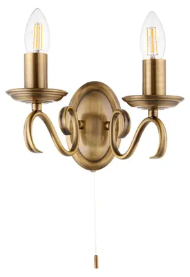 Zdjęcie produktu dla Kinkiet z włącznikiem BERNICE antyczny mosiężny 2xE14x15W metal wym:18x25x17cm IP20 Endon