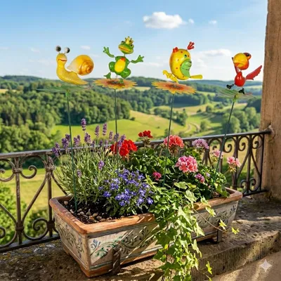 Produktbild von Gartenstecker Wackeltiere 4er Set ca. 70 cm - Gartendekoration