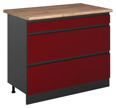 Imagen del producto de Mueble bajo de cocina Vicco R-Line Rojo/Antracita 100 cm encimera Roble dorado, Model 71565