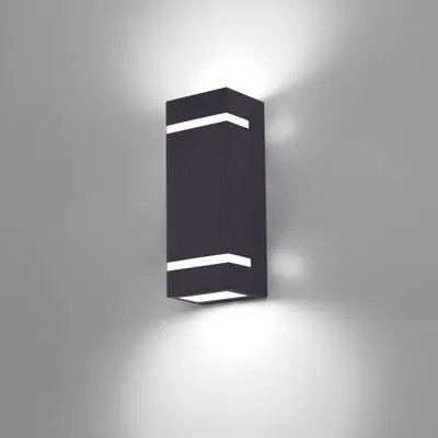 Produktbild von LED Aussenleuchten in Anthrazit Wand-leuchte Wandlampe Flurleuchte Fluter GU10 Fassung Edelstahl modern IP44 1329B