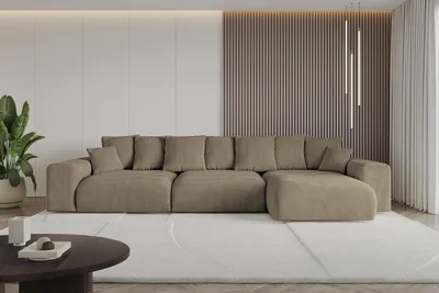 Produktbild von Ecksofa mit Schlaffunktion und Bettkasten ESKAR-L2 - 364x176x72 cm Braun - Corner Sofa Bett Eckcouch Couch L-Form Schlafcouch Ausziehbar Wohnlandschaft Schlafsofa Cauchsofa