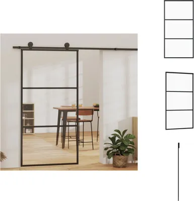 Zdjęcie produktu dla vidaXL Drzwi przesuwne ESG szkło i aluminium 102x205 cm czarne - Drzwi