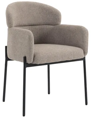 Produktbild von Sessel Wohnzimmer Loungesessel mit Chenille-Optik, Armlehnen, Metallbeinen für Schlafzimmer, Hellbraun