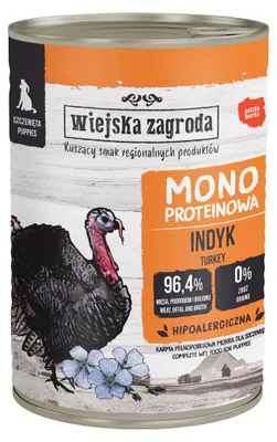Obrázek produktu pro WIEJSKA ZAGRODA Štěňata Monoprotein Krůta - mokrá krmiva pro psy - 400g