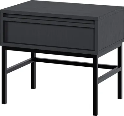 Produktbild von Selsey Evo - Nachttisch mit Schublade und Metallgestell, Schwarz, 50 cm