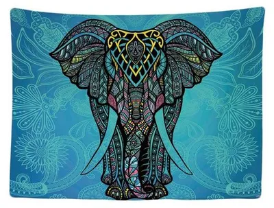 Produktbild von Unyqoos® Wandteppich Boho Elefant 200 x 150 cm – 100% Polyester, Ibiza‑Stil Wandbehang als Raumteiler, Vorhang oder Decken- und Wanddeko