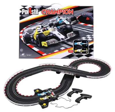 Produktbild von Polistil Champion Elektrische Rennbahn Mit 2 Slotcars Im Maßstab 1:43, 3,08 m Strecke, Set Mit Komplettem Zubehör, Alter 8+ Jahre