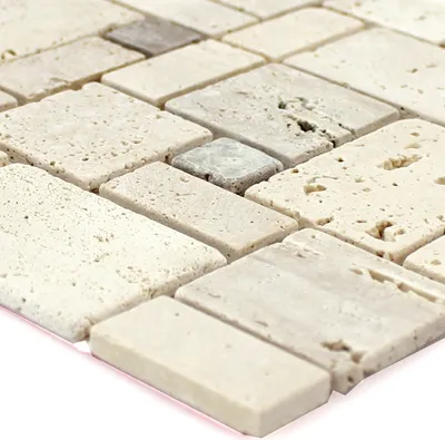 Produktbild von Naturstein Travertin Mosaikfliesen Lorenzo Beige Selbstklebend