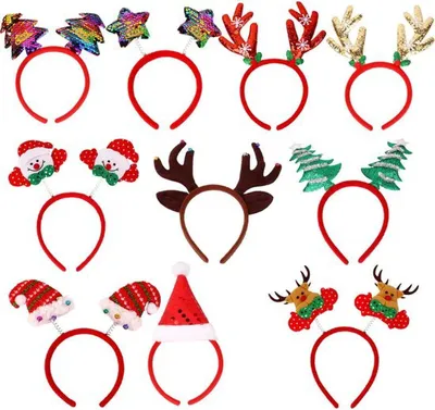 Produktbild von Unyqoos® Set mit 10 festlichen Weihnachts-Haarbändern für Kinder und Erwachsene