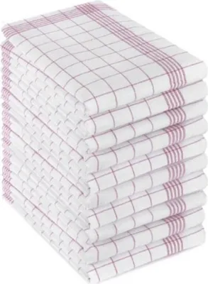Produktbild von Triolino 10-er Set Geschirrtücher Küchentücher Geschirrhandtücher Abtrockentücher Kochfest 100% Baumwolle, Grösse:50 cm x 70 cm, Farbe:Rot