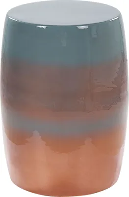 Produktbild von BELIANI Beistelltisch Goldbraun und Blau Metall Glänzend Hoch Rund 26 cm Trommelform Fassform Farbverlauf Modern Couchtisch für Pflanzen Wohnzimmer
