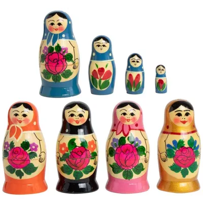 Productafbeelding van Rossijanotschka matroesjka babushka - 4 houten poppen - Verschillende motieven - Houten pop