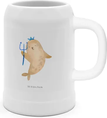 Produktbild von Mr. & Mrs. Panda Bierkrug Sternzeichen Wassermann - Weiß - Geschenk, Humpen, Steinbierkrug, Nix, Meermann, Steinkrug, Keramikkrug, Bier Seidel, Geburtstag Januar, Februar