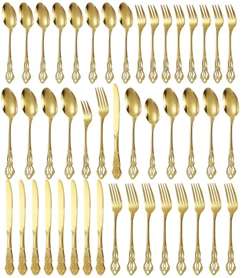 Besteckset 40-teilig für 8 Personen, Edelstahl, Gold