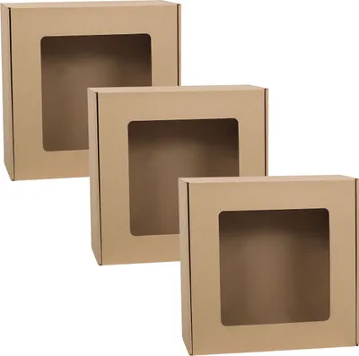Produktbild von Quadratische Geschenkbox mit Sichtfenster 30x30x10 cm x3