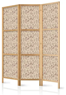 Produktbild von Muralo Japanischer PARAVENT 3-teilig Raumteiler klappbar PREMIUM-Vliesleinwand PILZEN PFLANZEN für Schlafzimmer 135cmx172cm