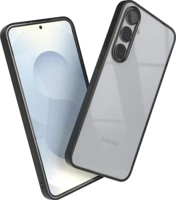 Produktbild von EAZY CASE Clear Hybrid Bumper Hülle für Samsung Galaxy S25 Plus, Handyhülle stoßfest mit Kameraschutz, Handycase dünn in Schwarz