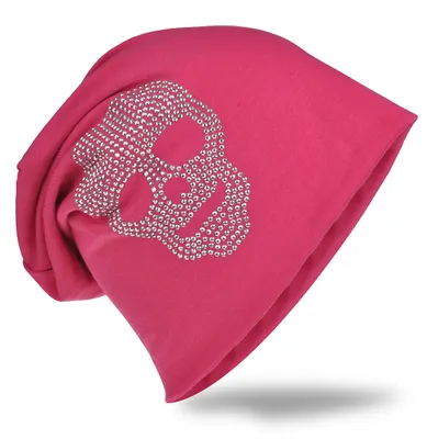 Produktbild von Beanie Muetze Totenkopf Pink