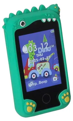 Image de KIK KX2715 : Smartphone pour enfants avec appareil photo, jeux et lecteur MP3, 8 Go, motif dinosaure, couleur verte